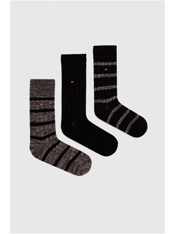 Ponožky Tommy Hilfiger 3-pack pánské černá barva