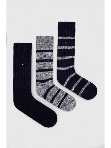 Ponožky Tommy Hilfiger 3-pack pánské tmavomodrá barva