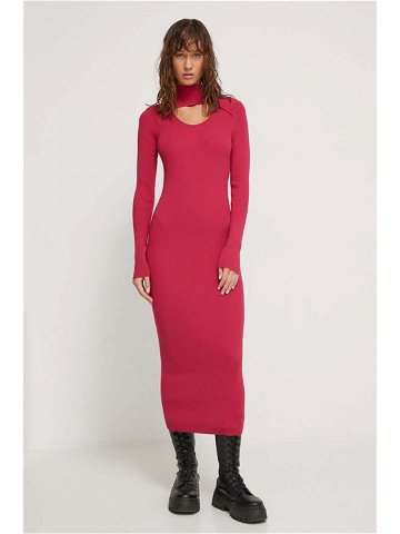 Šaty HUGO růžová barva midi