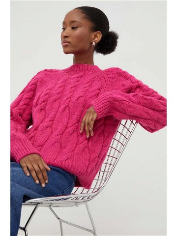 Vlněný svetr Answear Lab růžová barva hřejivý