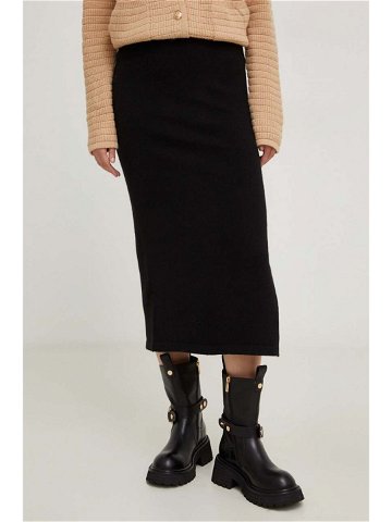Kašmírová sukně Answear Lab černá barva maxi pouzdrová