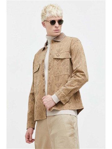 Košilová bunda Abercrombie & Fitch béžová barva oversize