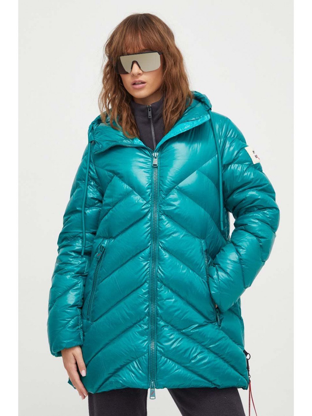Péřová bunda After Label dámská zelená barva zimní