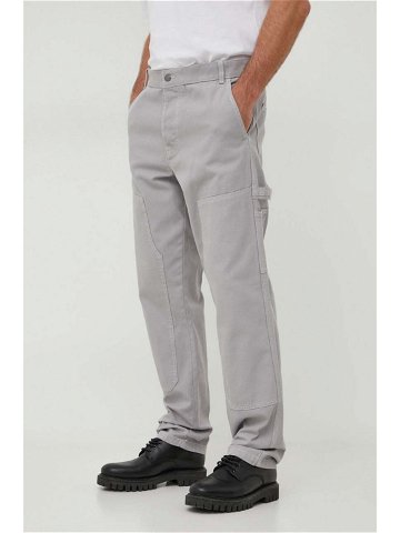 Bavlněné kalhoty United Colors of Benetton šedá barva jednoduché