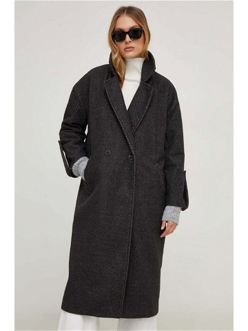 Kabát Answear Lab dámský šedá barva přechodný dvouřadový