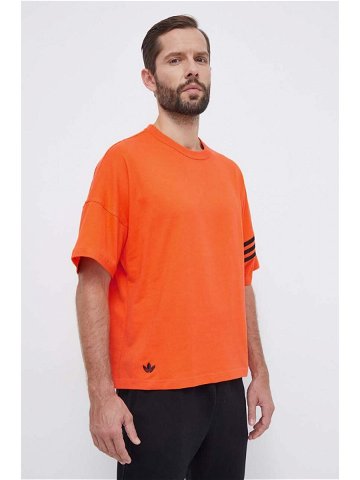 Bavlněné tričko adidas Originals oranžová barva s aplikací