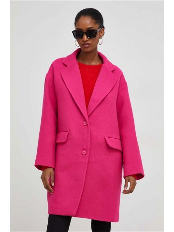 Kabát s vlnou Answear Lab růžová barva přechodný