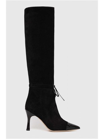 Semišové boty Custommade Alaja dámské černá barva na podpatku 999621072
