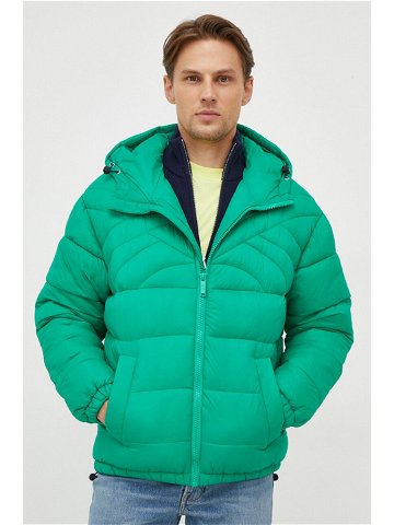 Bunda United Colors of Benetton pánská zelená barva zimní oversize