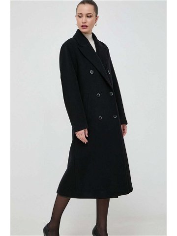 Vlněný kabát Beatrice B černá barva přechodný dvouřadový