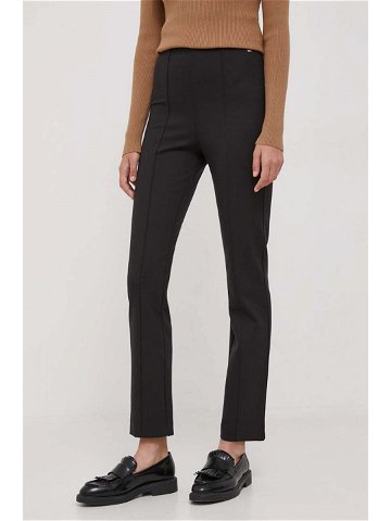 Kalhoty Tommy Hilfiger dámské černá barva přiléhavé high waist WW0WW39721