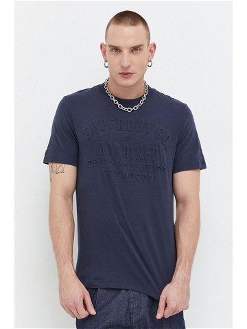 Bavlněné tričko Superdry tmavomodrá barva s potiskem