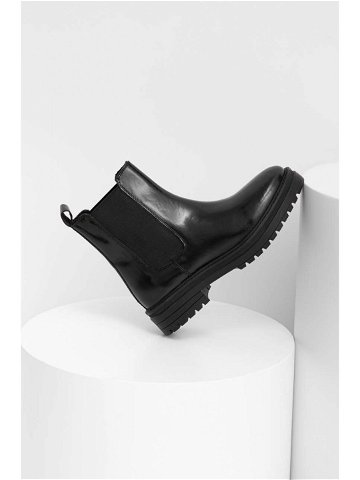 Kožené kotníkové boty Answear Lab dámské černá barva na platformě