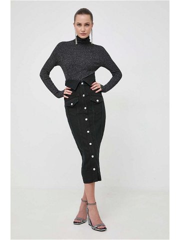 Džínová sukně Moschino Jeans černá barva maxi pouzdrová