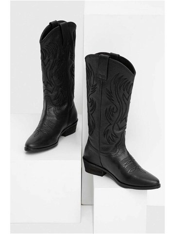 Westernové kožené boty Answear Lab dámské černá barva na podpatku lehce zateplené