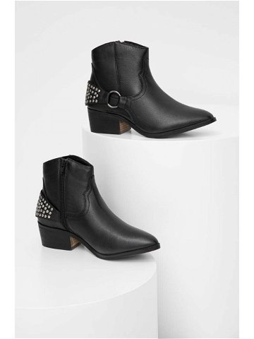 Westernové kožené boty Answear Lab dámské černá barva na podpatku