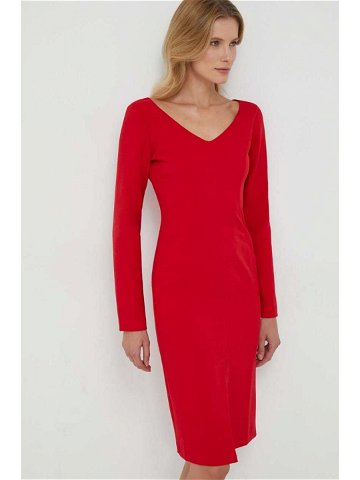Šaty Sisley červená barva midi