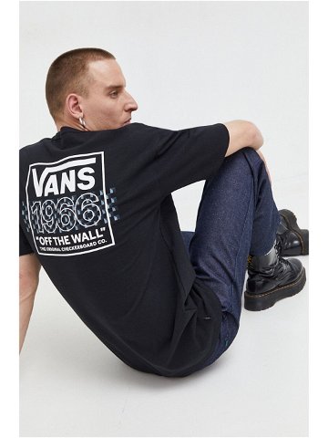 Bavlněné tričko Vans černá barva s potiskem