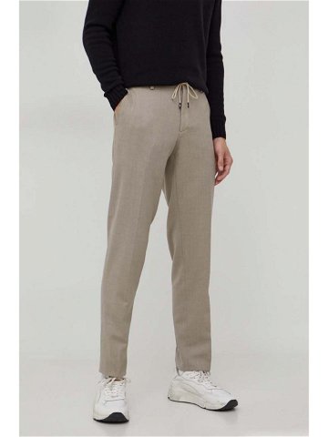 Vlněné kalhoty Michael Kors béžová barva jednoduché