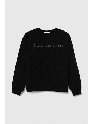 Dětská mikina Calvin Klein Jeans černá barva s aplikací