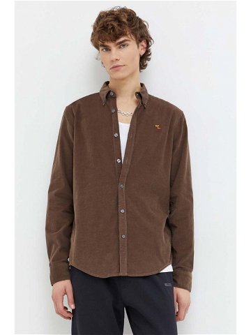 Manšestrová košile Abercrombie & Fitch hnědá barva regular s límečkem button-down