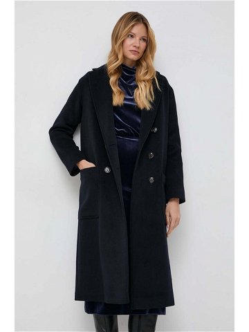 Kabát s příměsí vlny MAX & Co tmavomodrá barva přechodný oversize