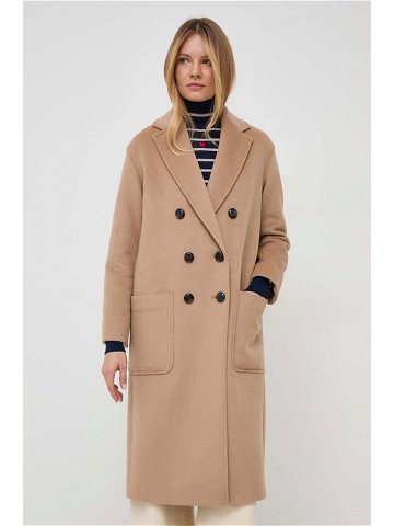 Kabát s příměsí vlny MAX & Co hnědá barva přechodný oversize