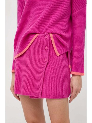 Vlněná sukně MAX & Co růžová barva mini