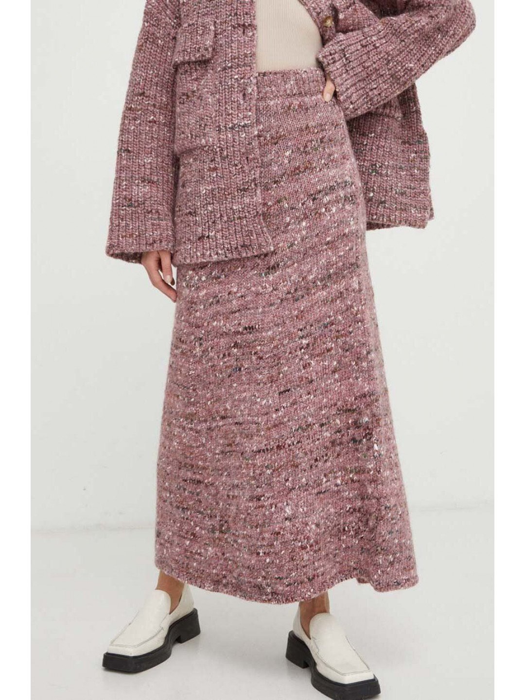 Vlněná sukně Lovechild růžová barva maxi áčková