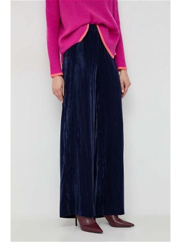Kalhoty MAX & Co dámské tmavomodrá barva široké high waist
