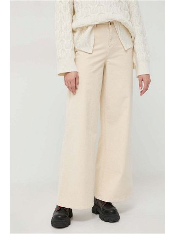 Manšestrové kalhoty MAX & Co béžová barva zvony high waist
