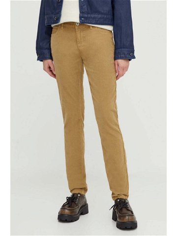 Manšestrové kalhoty Marc O Polo béžová barva medium waist