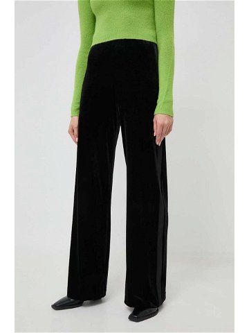 Kalhoty MAX & Co dámské černá barva široké high waist