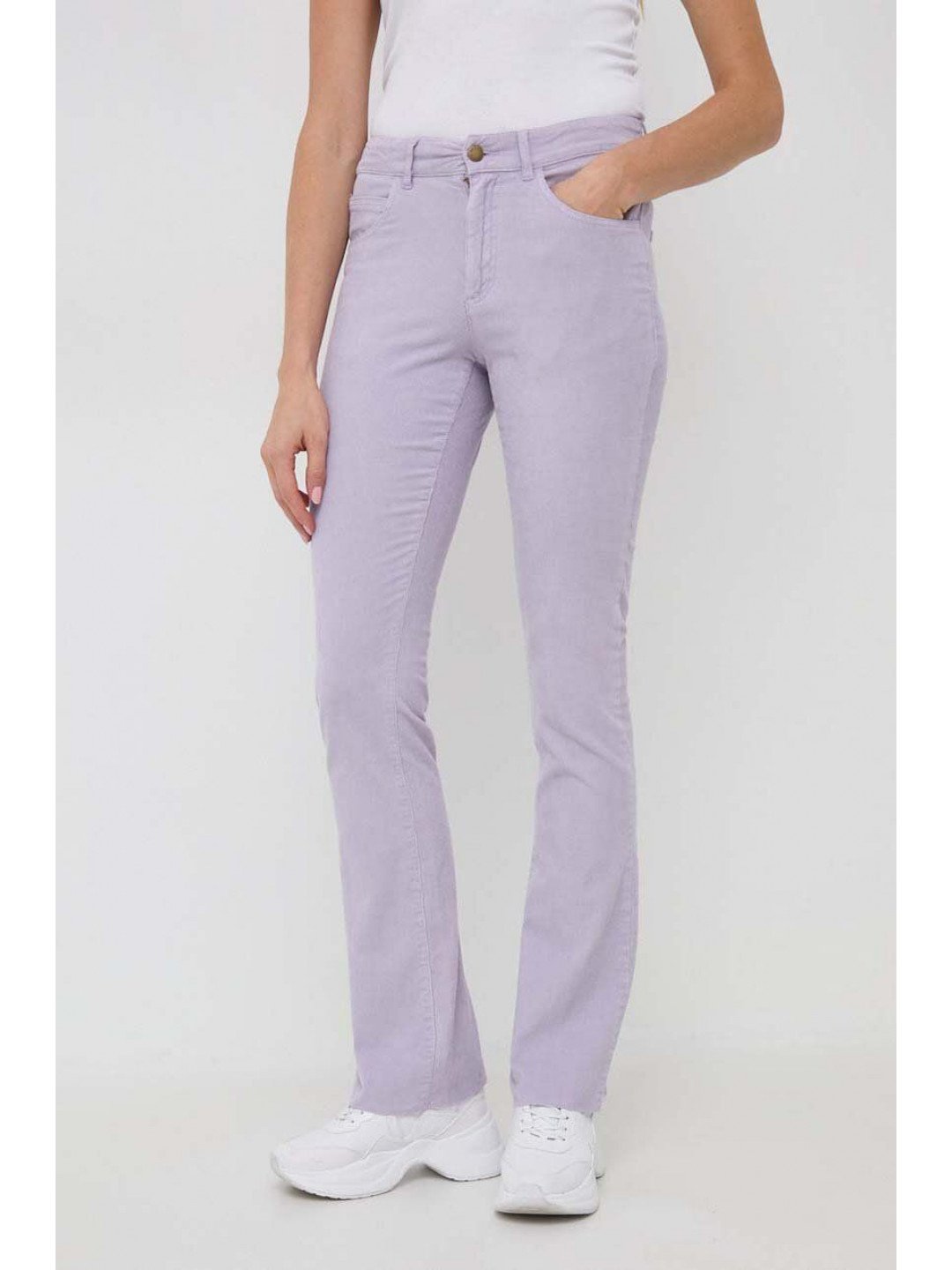 Manšestrové kalhoty MAX & Co Milady fialová barva zvony medium waist