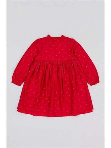Dětské bavlněné šaty zippy červená barva mini