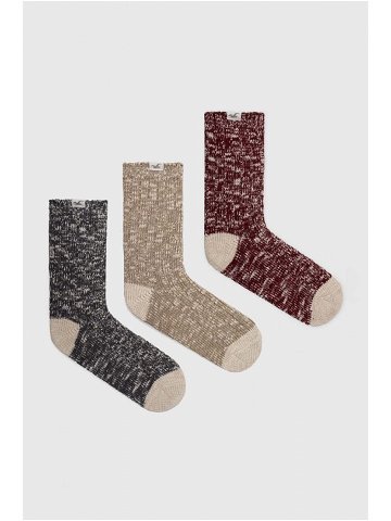 Ponožky Hollister Co 3-pack pánské vínová barva