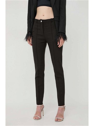 Kalhoty BOSS dámské černá barva jednoduché high waist