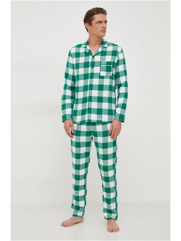 Bavlněné pyžamo United Colors of Benetton zelená barva