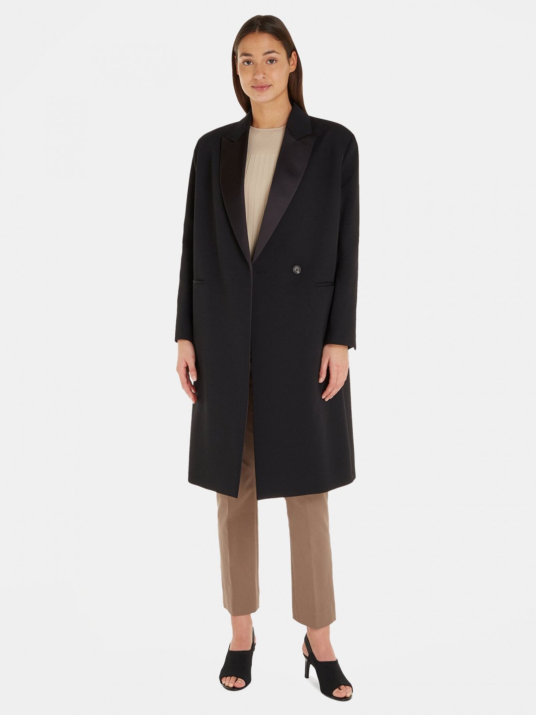 Calvin Klein Vlněný kabát K20K205970 Černá Regular Fit