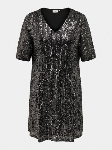 ONLY Carmakoma Koktejlové šaty Sparkly 15308045 Černá Regular Fit