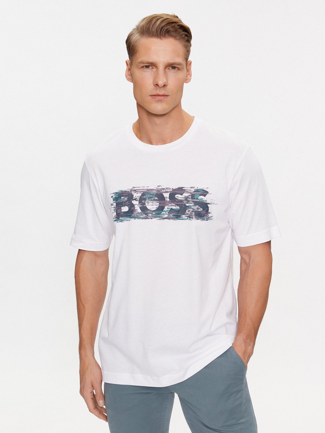 Boss T-Shirt Tedigitallogo 50503542 Bílá Regular Fit