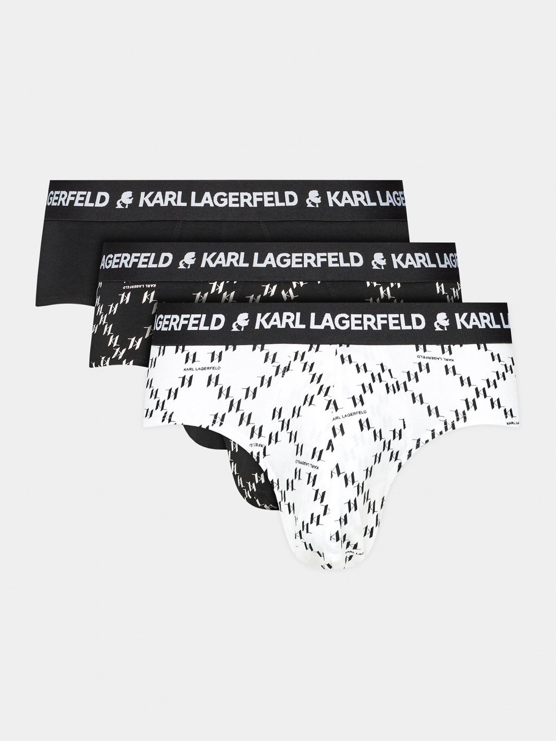 KARL LAGERFELD Sada 3 kusů slipů Logo Monogram Brief Set 3Pack 225M2102 Černá