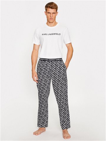 KARL LAGERFELD Pyžamo Printed Pj T-Shirt Set 225M2100 Bílá Regular Fit