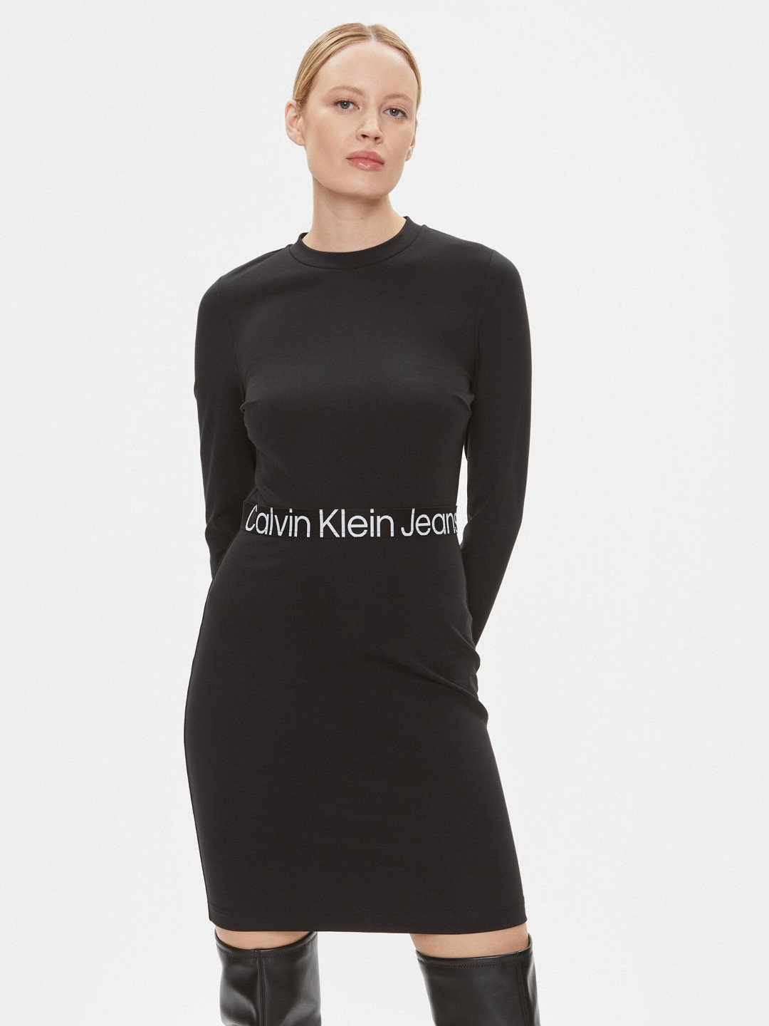 Calvin Klein Jeans Každodenní šaty Logo Elastic J20J222518 Černá Regular Fit