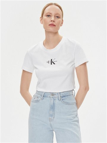 Calvin Klein Jeans T-Shirt Monologo J20J222564 Bílá Slim Fit