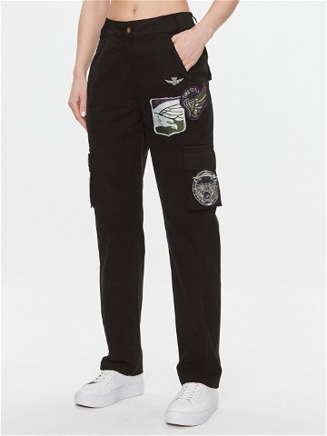 Aeronautica Militare Kalhoty z materiálu 232PA1571DCT3221 Černá Regular Fit