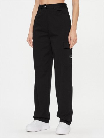 Calvin Klein Jeans Kalhoty z materiálu Stretch Twill High Rise Straight J20J221297 Černá Regular Fit