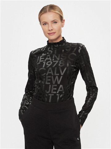 Calvin Klein Jeans Halenka Logo Aop Long Sleeve Top J20J222988 Černá Slim Fit