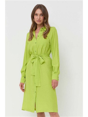 Šaty s příměsí hedvábí Pinko zelená barva mini 100126 A01P
