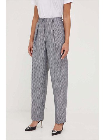 Kalhoty Armani Exchange dámské šedá barva široké high waist